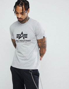 Серая меланжевая футболка с логотипом Alpha Industries - Серый