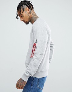 Серый меланжевый свитшот с круглым вырезом Alpha Industries X-Fit - Серый