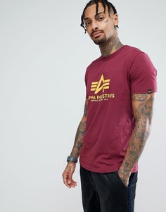 Бордовая футболка с логотипом Alpha Industries - Красный
