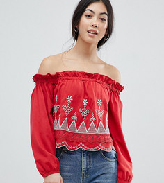 Топ с вышивкой Miss Selfridge Petite - Красный