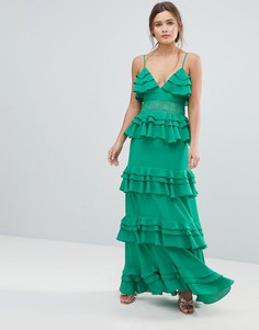 Платье макси с оборками Boohoo - Зеленый