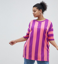Розово-фиолетовая футболка в полоску Puma эксклюзивно для ASOS Plus - Розовый