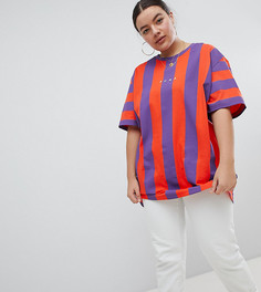 Красно-фиолетовая футболка в полоску Puma эксклюзивно для ASOS Plus - Фиолетовый