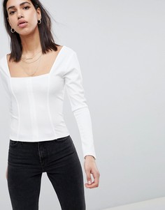 Облегающий топ с квадратным вырезом ASOS DESIGN - Кремовый