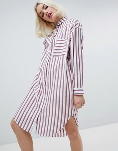 Оверсайз платье-рубашка в полоску Monki - Мульти