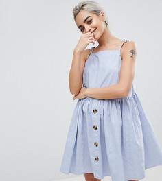 Свободное платье мини в стиле casual с пуговицами ASOS DESIGN Petite - Синий