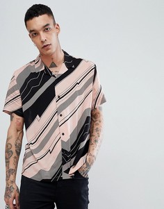 Oversize-рубашка из вискозы с отложным воротником и принтом ASOS - Розовый