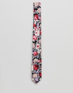 Черный галстук с цветочным принтом ASOS - Мульти