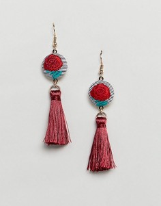 Серьги с вышитой отделкой и кисточками ASOS DESIGN - Мульти