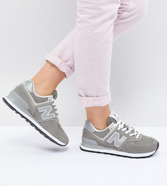 Серые замшевые кроссовки New Balance 574 - Серый
