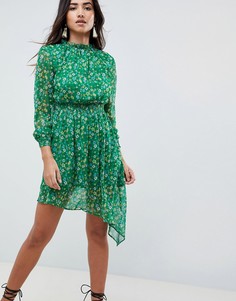 Платье с высоким воротом и цветочным принтом Boohoo - Мульти