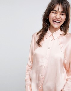 Атласная рубашка в стиле вестерн ASOS WHITE - Розовый
