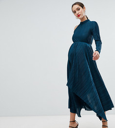 Асимметричное плиссированное платье с одним рукавом ASOS DESIGN Maternity - Зеленый