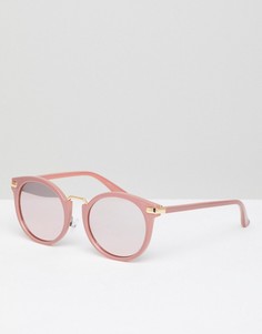Круглые солнцезащитные очки с зеркальными стеклами Missguided - Розовый
