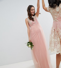 Кружевное платье макси без рукавов Chi Chi London Maternity - Розовый