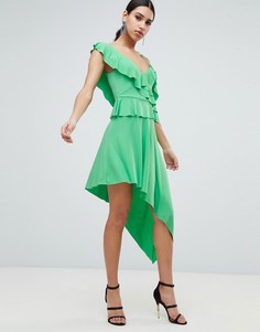 Асимметричное платье миди с оборками ASOS DESIGN - Зеленый