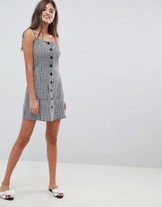 Сарафан мини в клетку на пуговицах ASOS DESIGN - Мульти