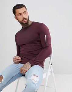 Длинный облегающий свитшот с молниями и карманами MA1 ASOS - Красный