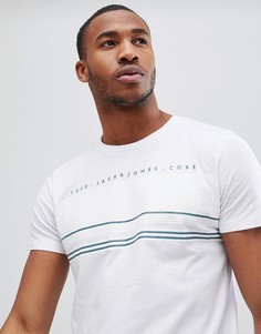 Футболка в полоску с принтом на груди Jack &amp; Jones Core - Белый