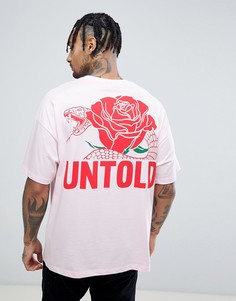 Свободная футболка с принтом розы на спине ASOS DESIGN - Розовый