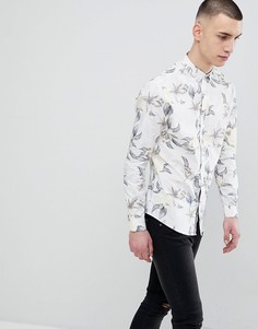 Серая рубашка зауженного кроя с цветочным принтом River Island - Серый