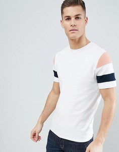 Белая футболка с рукавами колор блок River Island - Кремовый