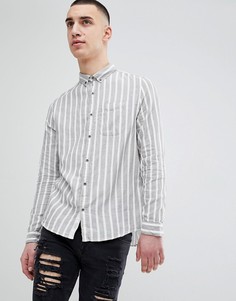 Светло-бежевая рубашка в полоску классического кроя River Island - Кремовый