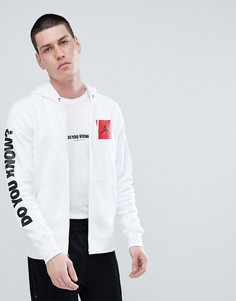 Белый худи на молнии с принтом на рукавах Nike Jordan AJ3 943924-100 - Белый