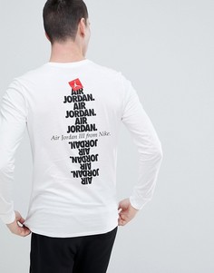 Белый лонгслив с принтом на спине Nike Jordan AJ3 943938-100 - Белый