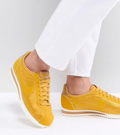 Горчично-желтые атласные кроссовки Nike Cortez - Желтый