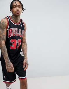 Черная майка с принтом Chicago Bulls Mitchell &amp; Ness NBA Swingman - Черный
