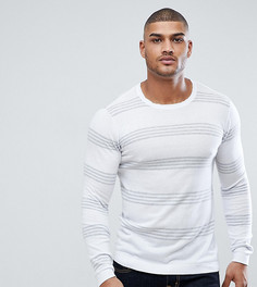 Хлопковый джемпер в полоску (белый/серый) ASOS TALL - Белый