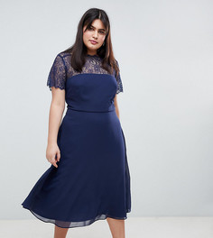 Кружевное платье миди ASOS DESIGN Curve - Темно-синий
