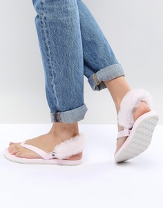 Розовые сандалии со съемным искусственным мехом UGG LaaLaa - Розовый