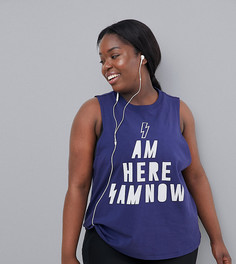 Майка со светоотражающим принтом I Am Here I Am Now ASOS 4505 Curve - Темно-синий
