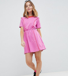 Короткое приталенное платье в стиле колор блок ASOS DESIGN Petite - Розовый