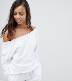 Свитшот с открытыми плечами и необработанными краями ASOS PETITE LOUNGE - Белый