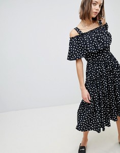 Платье макси в горошек с вырезами на плечах Vero Moda - Мульти