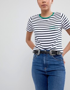 Ремень в стиле вестерн с двумя пряжками New Look - Черный