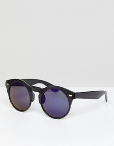 Круглые солнцезащитные очки с голубыми стеклами Selected - Черный