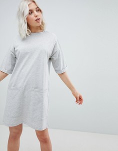 Платье-футболка бойфренда с карманами ASOS DESIGN - Серый