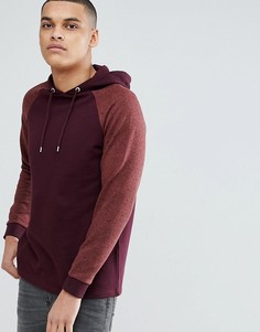 Бордовый худи с контрастными рукавами реглан в крапинку ASOS DESIGN - Красный