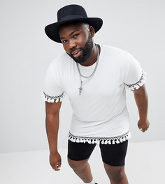 Свободная удлиненная футболка с помпонами ASOS DESIGN Plus - Белый