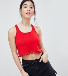 Укороченный топ с помпонами ASOS DESIGN Petite - Красный