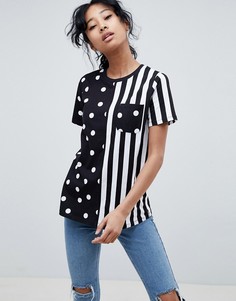 Футболка в горошек и полоску с карманом ASOS DESIGN - Мульти