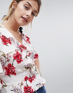 Блузка с рукавами ангел и цветочным принтом Miss Selfridge - Мульти