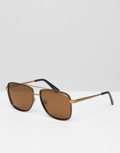 Солнцезащитные очки-авиаторы бронзового цвета Quay Australia Modern Times - Золотой