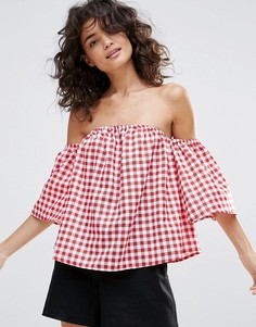 Топ в клетку с широким вырезом Vero Moda - Мульти
