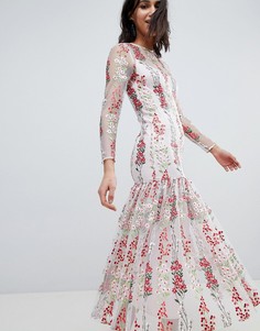 Платье макси с заниженной талией и цветочной вышивкой ASOS EDITION - Мульти