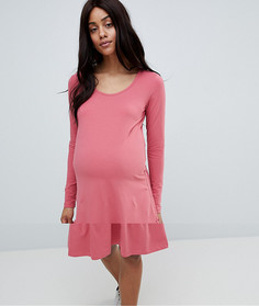Трикотажное платье с баской Mamalicious - Розовый Mama.Licious